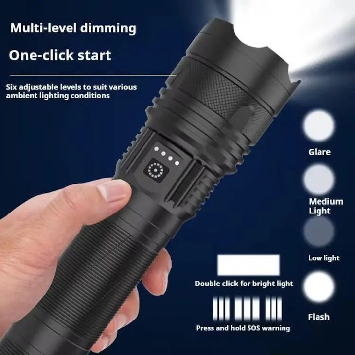 Lanternă metalică profesională cu rază de acțiune 3000m si acumulator 30.000mAh COBA CB-X119