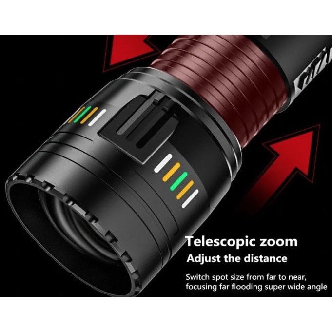 Lanternă metalică profesională cu rază de acțiune 3000m si acumulator 40.000mAh COBA CB-W518