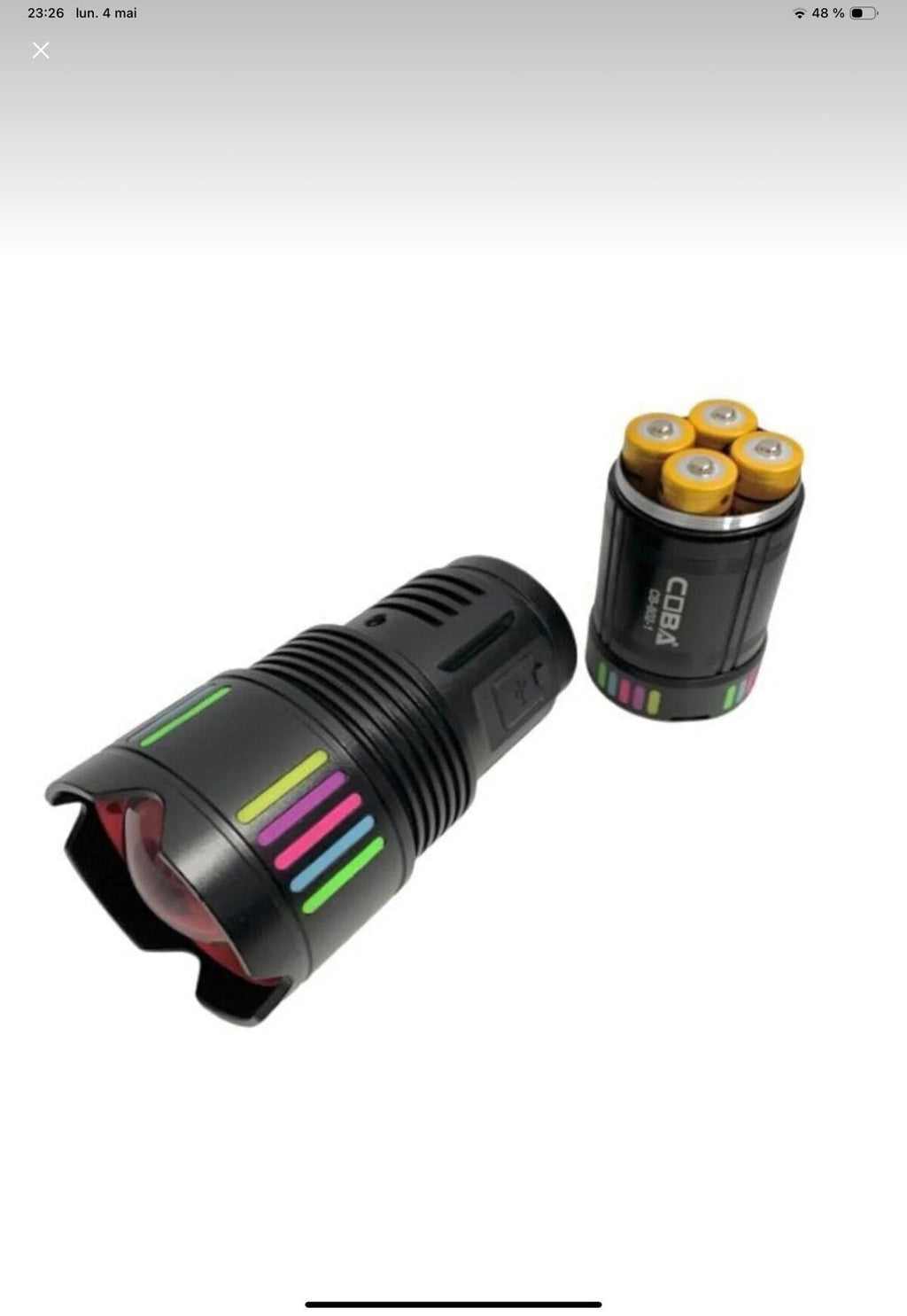 Lanternă metalică profesională cu rază de acțiune 3000m si acumulator 35.200mAh COBA CB-802-1