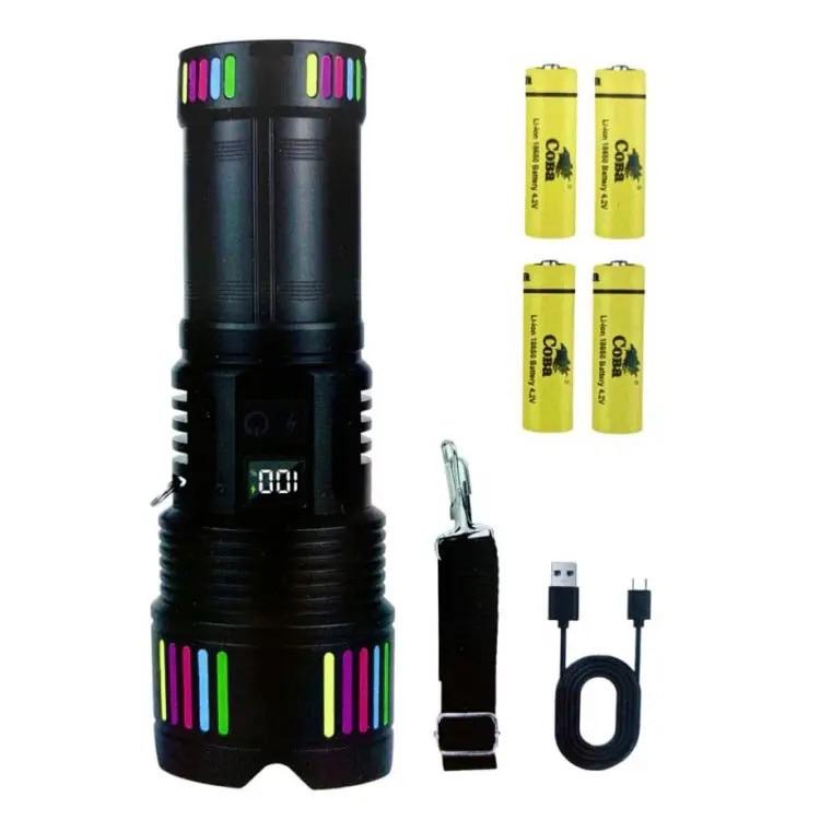 Lanternă metalică profesională cu rază de acțiune 3000m si acumulator 35.200mAh COBA CB-802-1